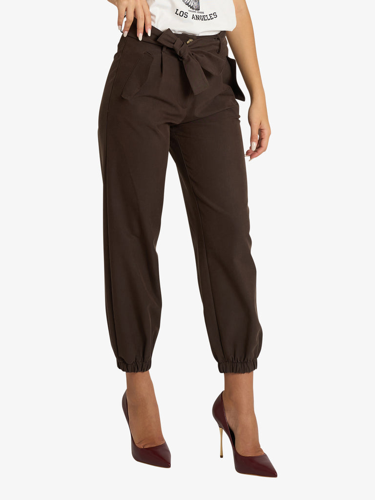 VICOLO pantalone con tasche a filo donna marrone viscosa