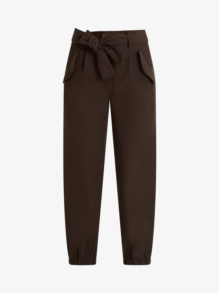 VICOLO pantalone con tasche a filo donna marrone viscosa