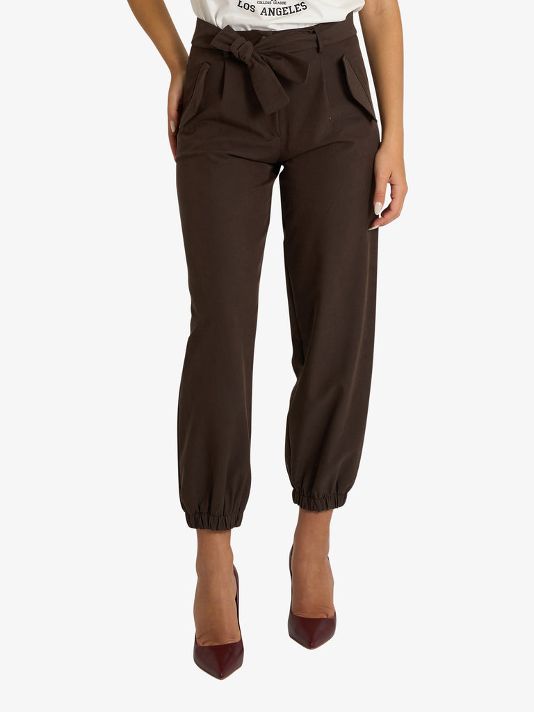 VICOLO pantalone con tasche a filo donna marrone viscosa
