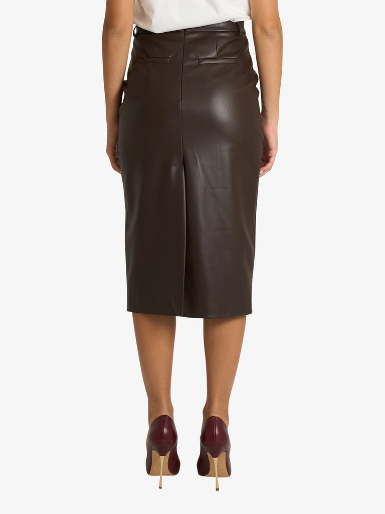 VICOLO gonna midi in ecopelle donna marrone
