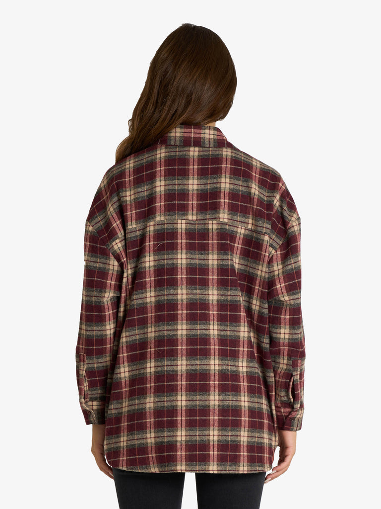 VICOLO camicia a quadri donna bordeaux cotone