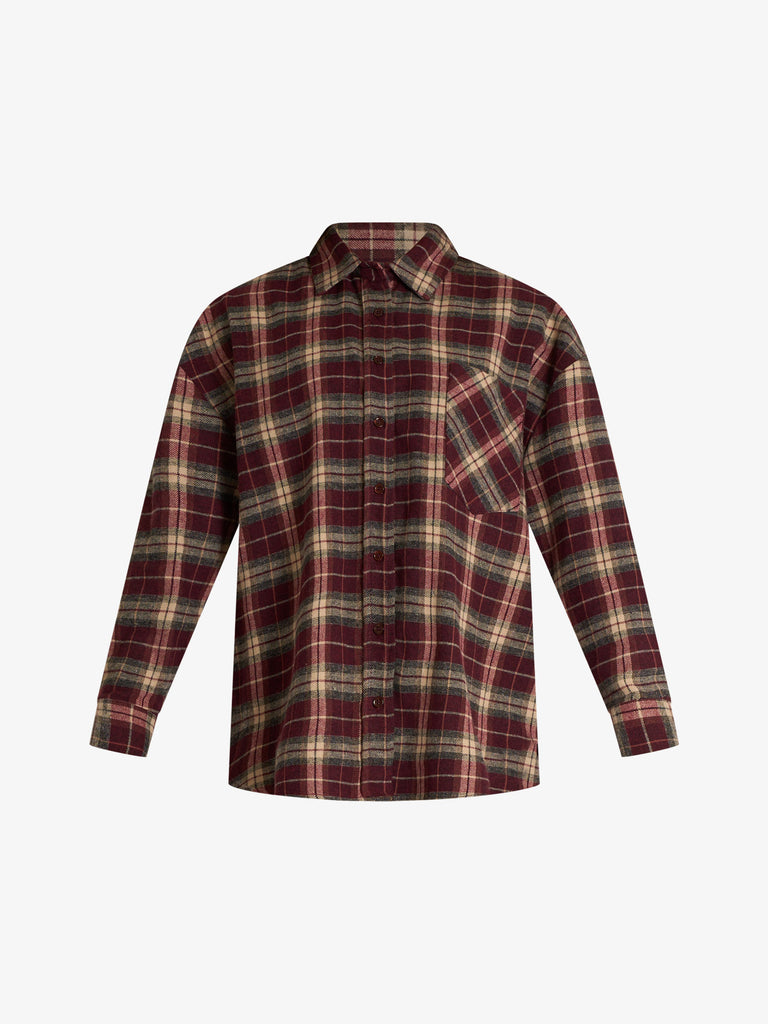 VICOLO camicia a quadri donna bordeaux cotone