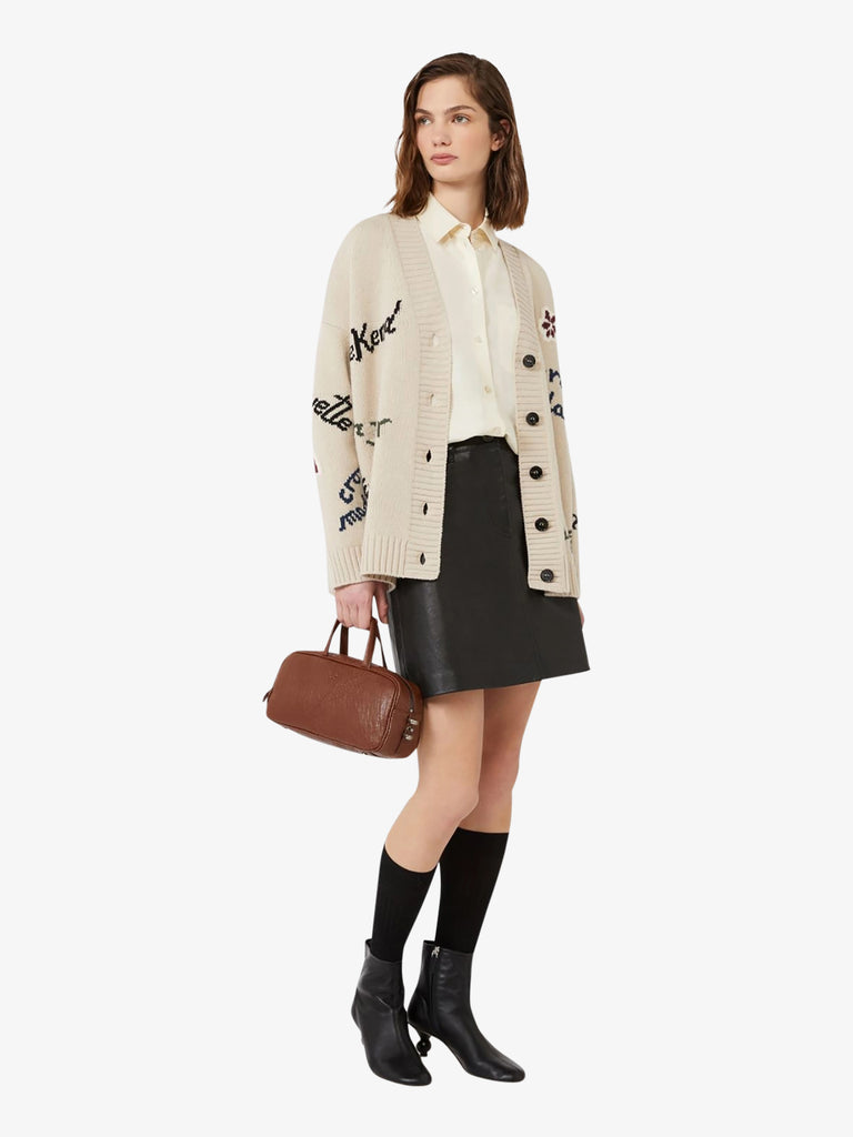 WEEKEND MAXMARA cardigan belgio over in filato donna panna lana