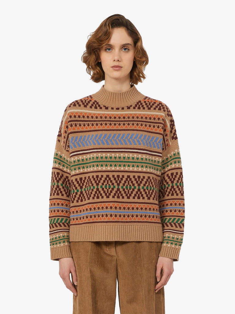 WEEKEND MAXMARA maglia festoso in jacquard donna beige