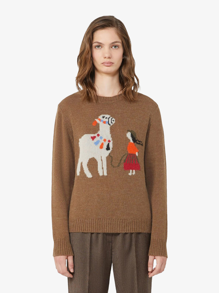 WEEKEND MAXMARA maglia nitra in alpaca donna marrone