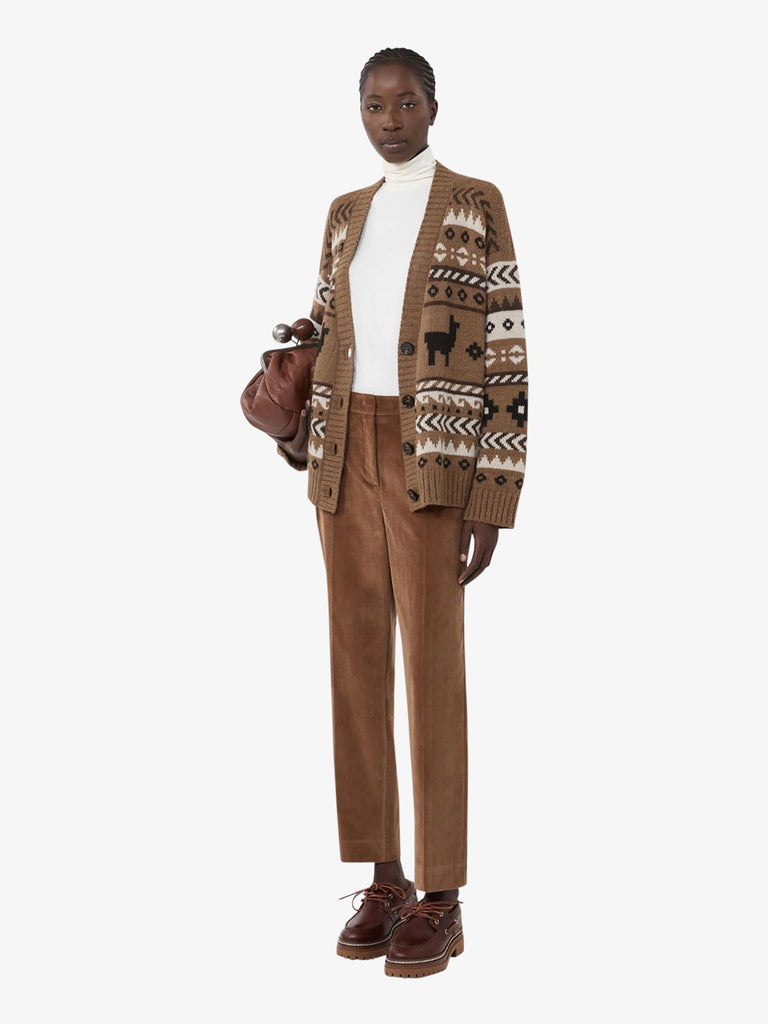 WEEKEND MAXMARA cardigan ovatta in jacquard donna marrone