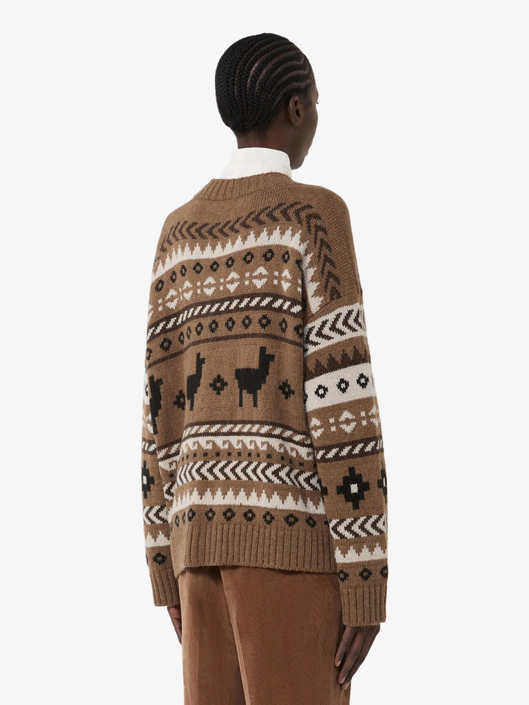 WEEKEND MAXMARA cardigan ovatta in jacquard donna marrone