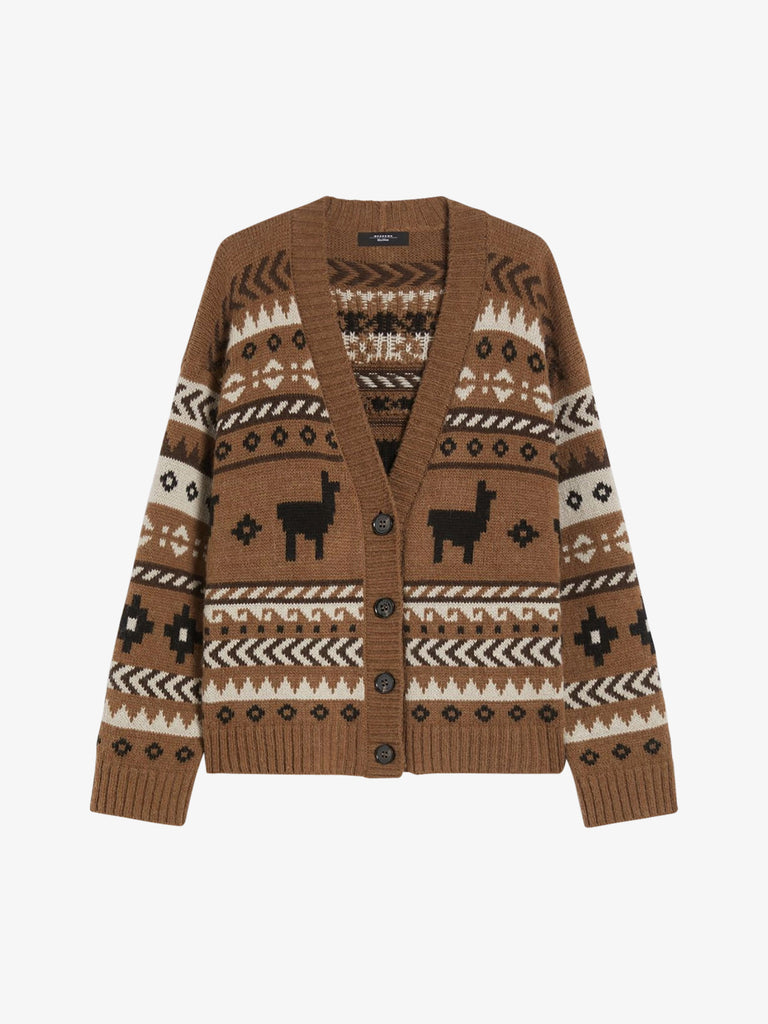 WEEKEND MAXMARA cardigan ovatta in jacquard donna marrone
