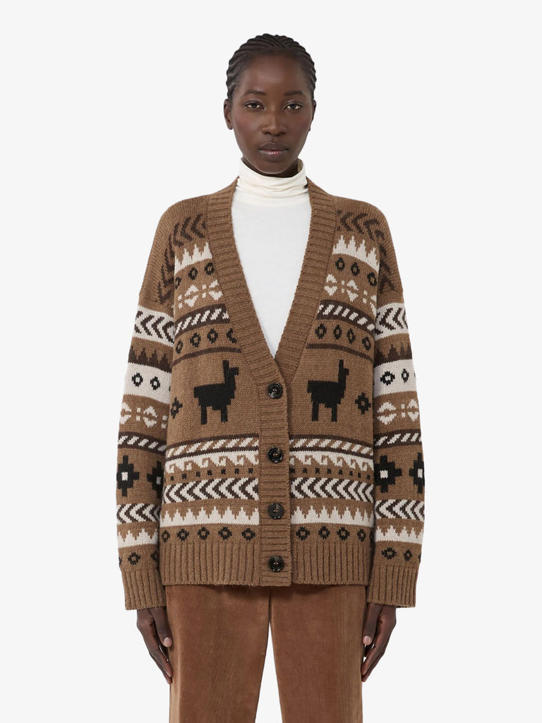 WEEKEND MAXMARA cardigan ovatta in jacquard donna marrone