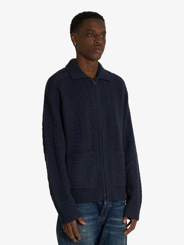 WOOD WOOD cardigan holger uomo blu lana