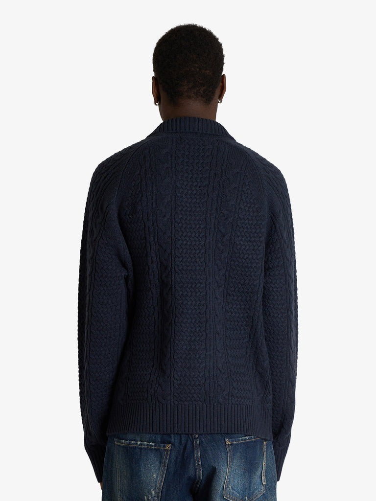 WOOD WOOD cardigan holger uomo blu lana