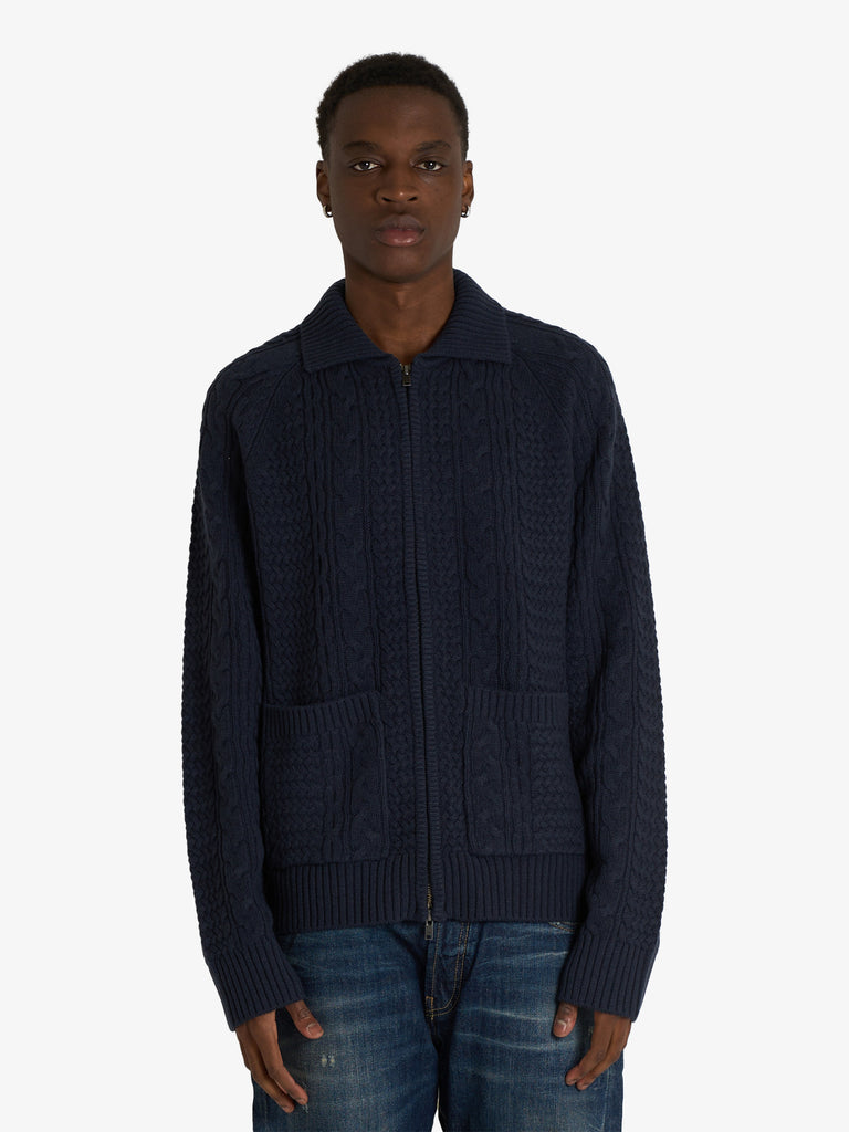 WOOD WOOD cardigan holger uomo blu lana