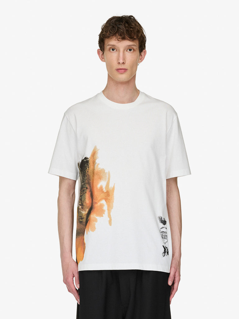 Y-3 t-shirt aop sleeve tee bianco cotone