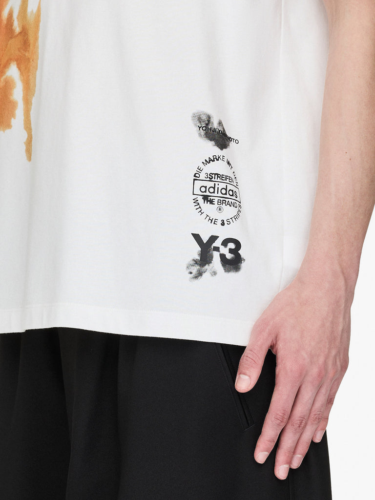Y-3 t-shirt aop sleeve tee bianco cotone