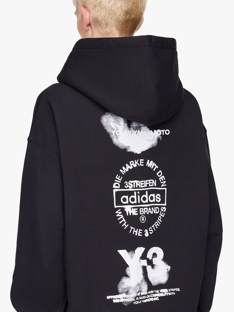 Y-3 felpa con cappuccio graphic nero cotone