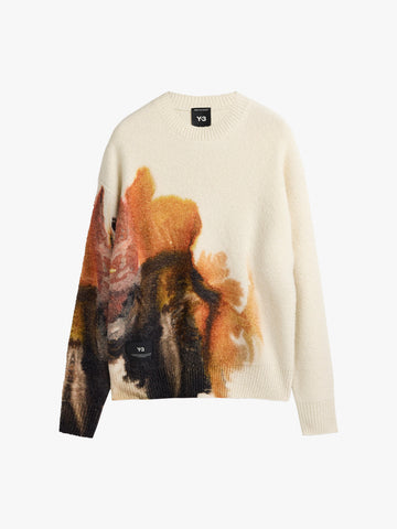 Y-3 maglia a maniche lunghe graphic crew bianco