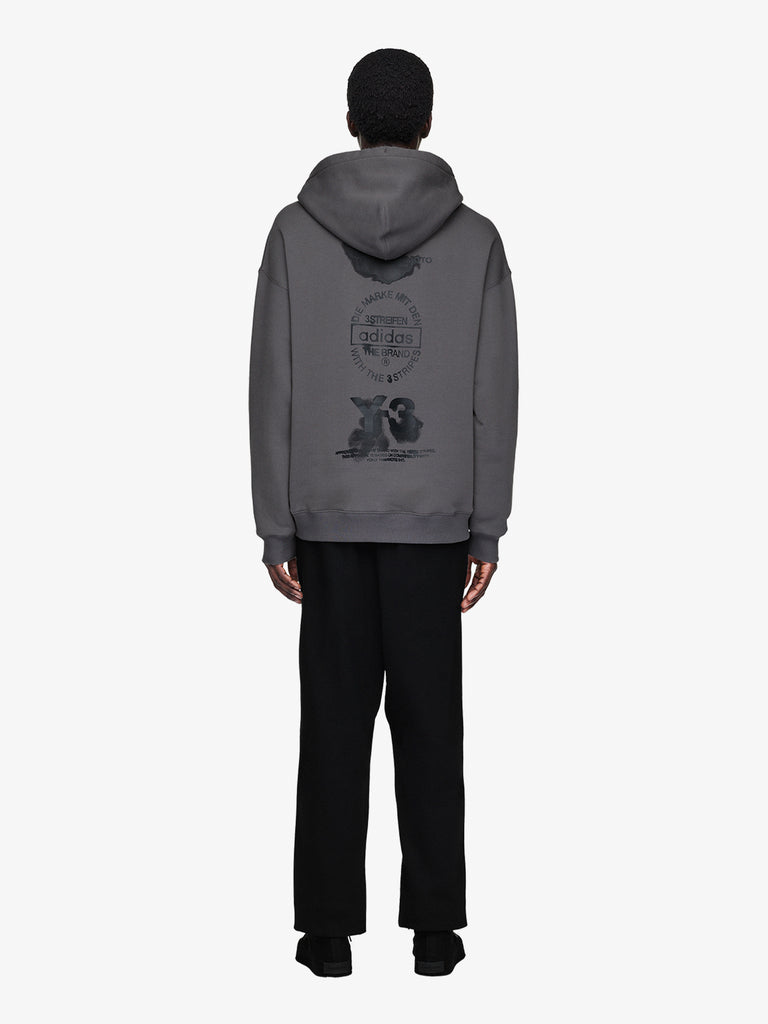 Y-3 felpa con cappuccio graphic grigio cotone