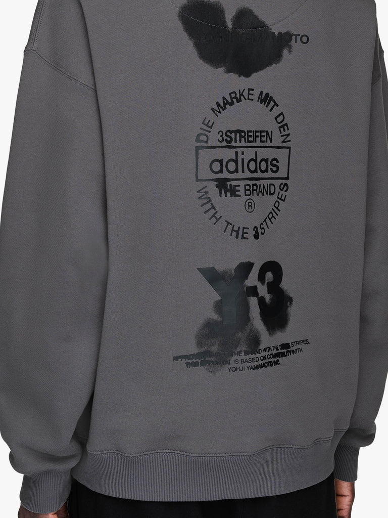 Y-3 felpa con cappuccio graphic grigio cotone