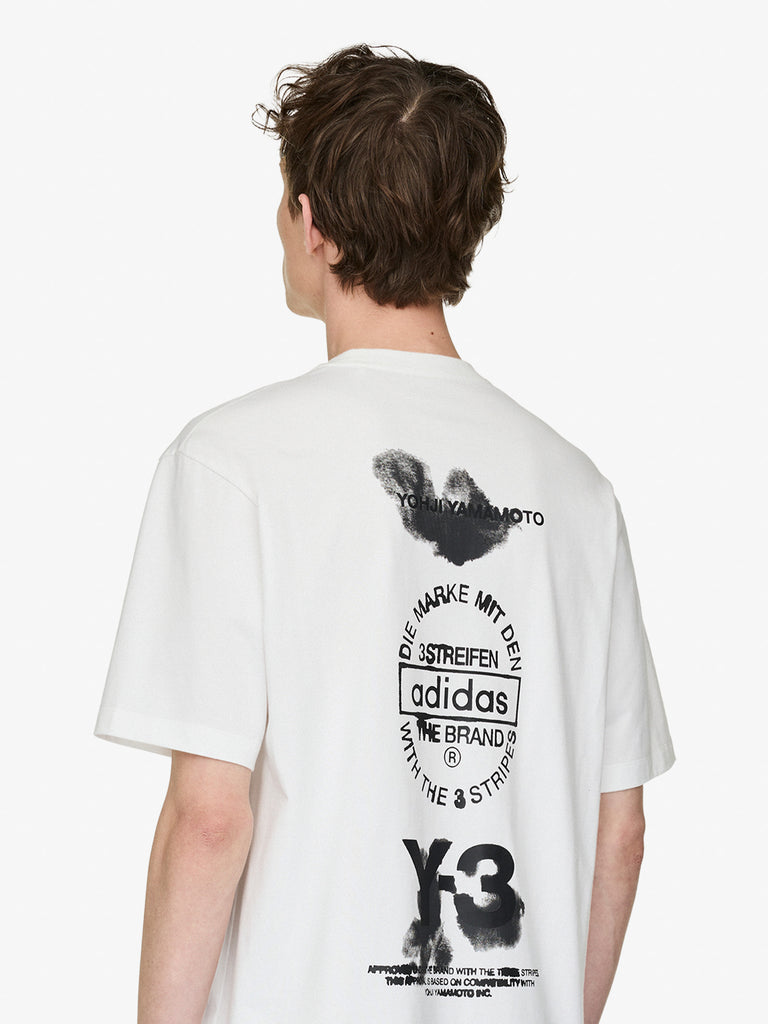 Y-3 t-shirt graphic sleeve tee bianco cotone