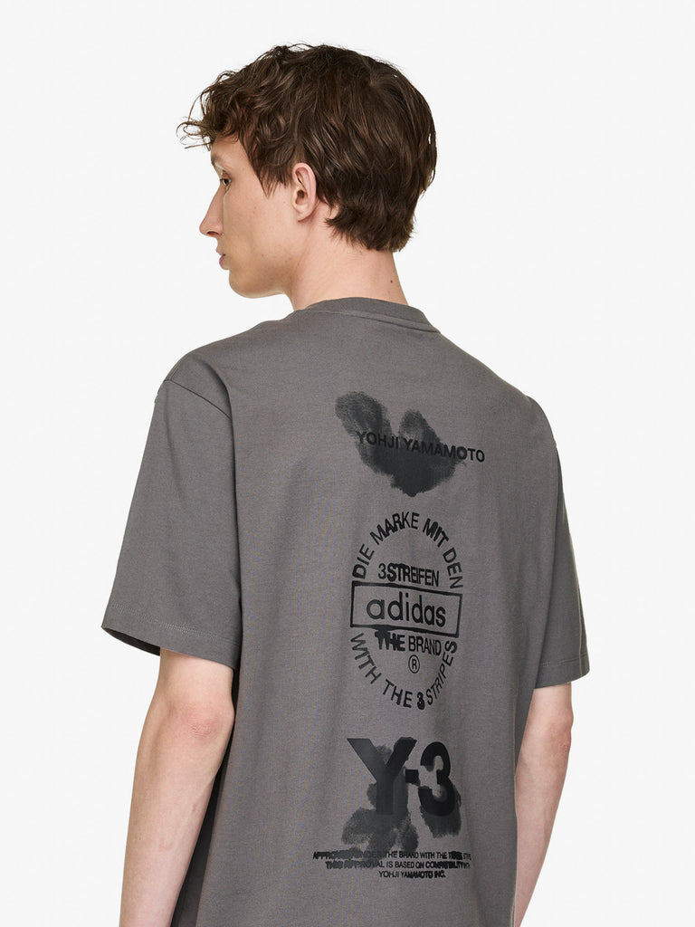 Y-3 t-shirt graphic sleeve tee grigio cotone