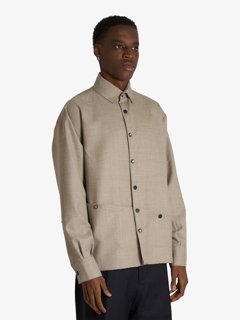 YES LONDON camicia con ampie tasche xcm7212 uomo beige lana