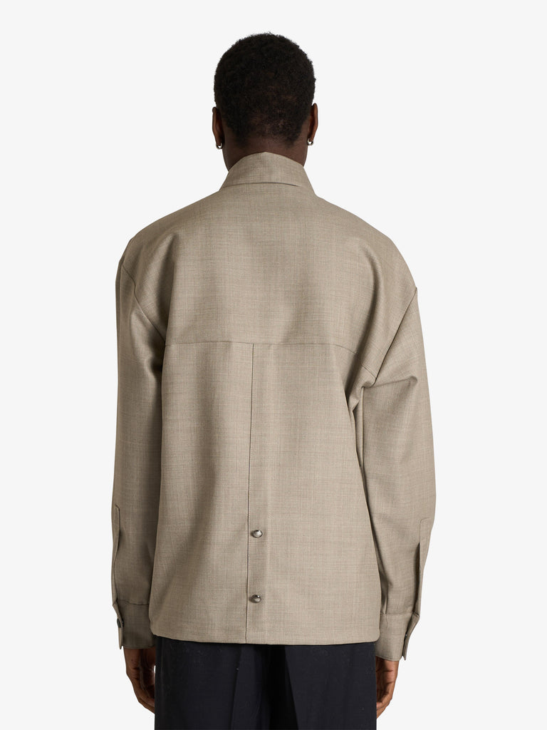 YES LONDON camicia con ampie tasche xcm7212 uomo beige lana