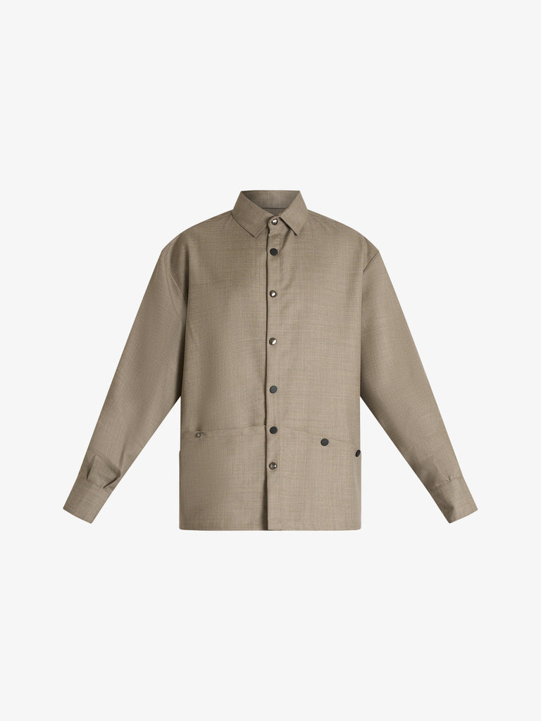 YES LONDON camicia con ampie tasche xcm7212 uomo beige lana