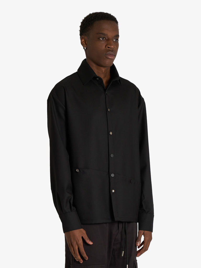 YES LONDON camicia con ampie tasche xcm7212 uomo nero lana