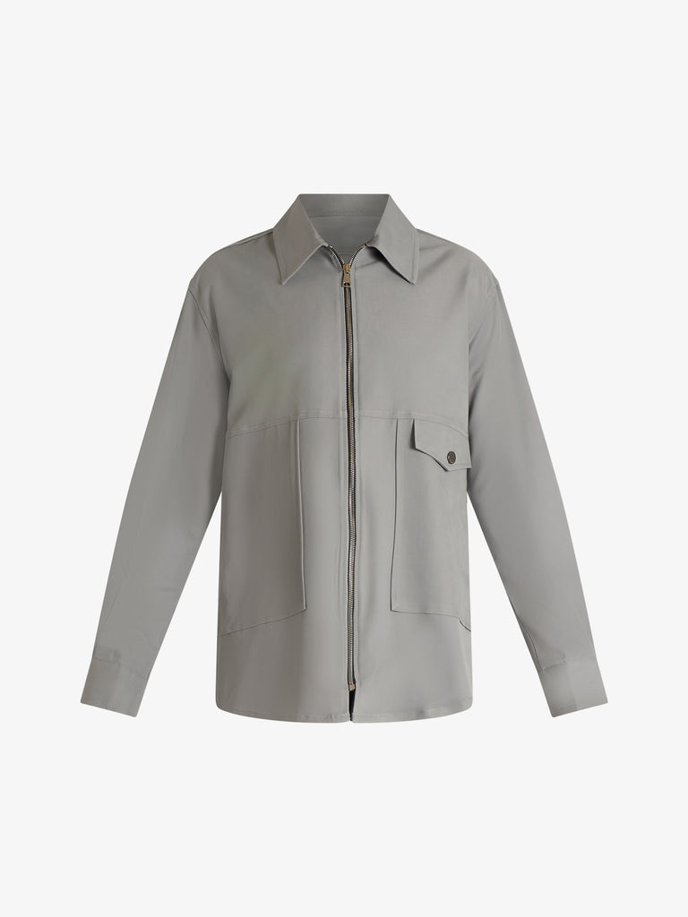 YES LONDON camicia xcm7216 con tasca applicata uomo grigio