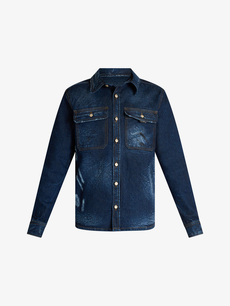 YES LONDON camicia xcm7217 con doppia tasca uomo denim