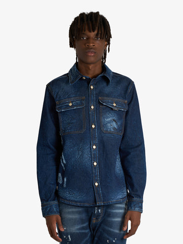 YES LONDON camicia xcm7217 con doppia tasca uomo denim