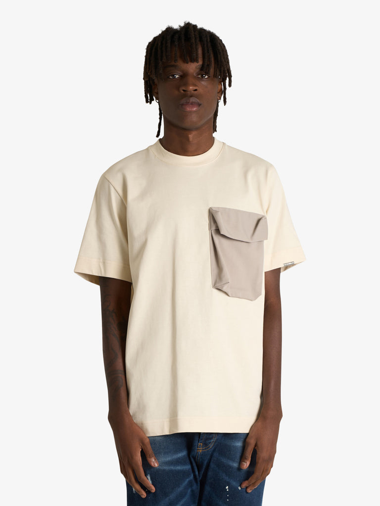 YES LONDON t-shirt xm4233 uomo beige cotone
