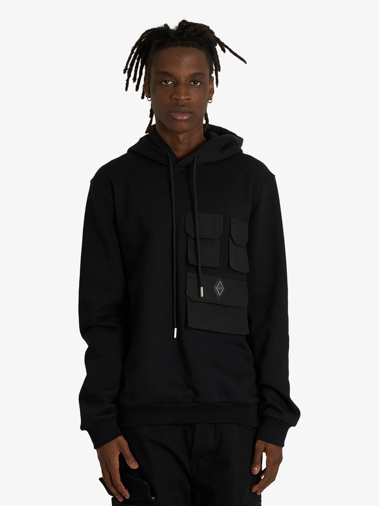 YES LONDON felpa con cappuccio xmf3958 uomo nero cotone