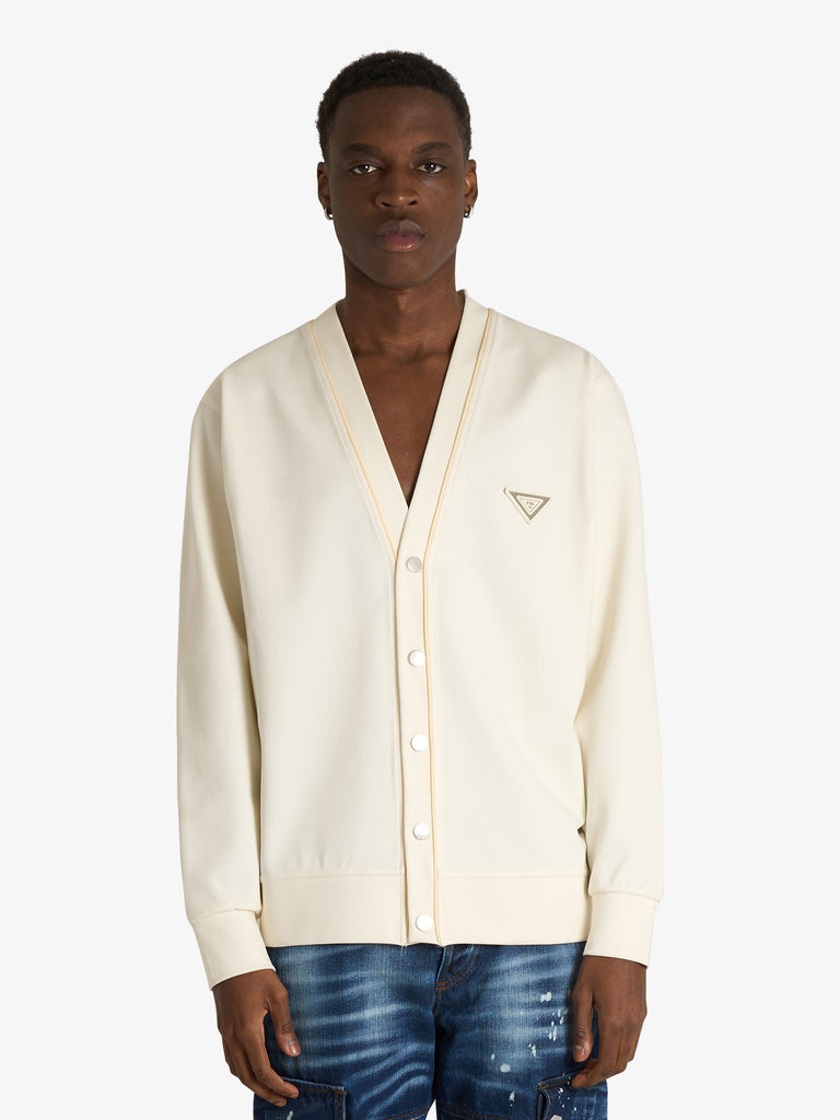 YES LONDON cardigan con patch xmf3962 uomo beige cotone