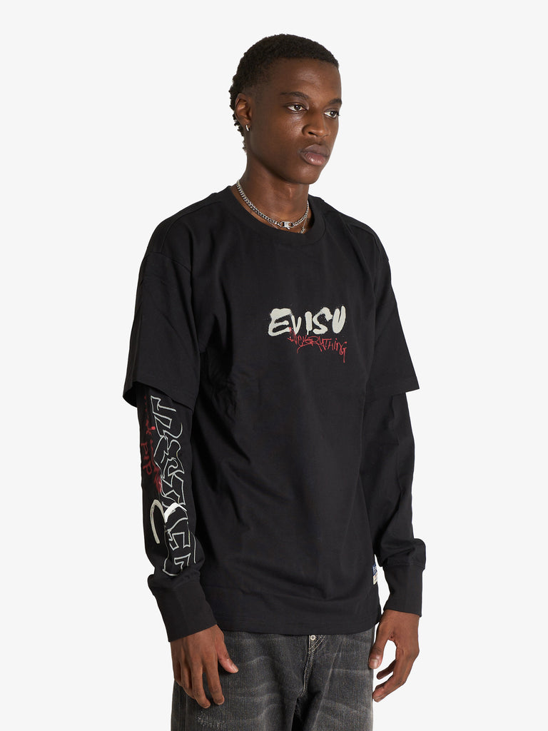 EVISU evisu logo graphic men's beige allover t-shirt