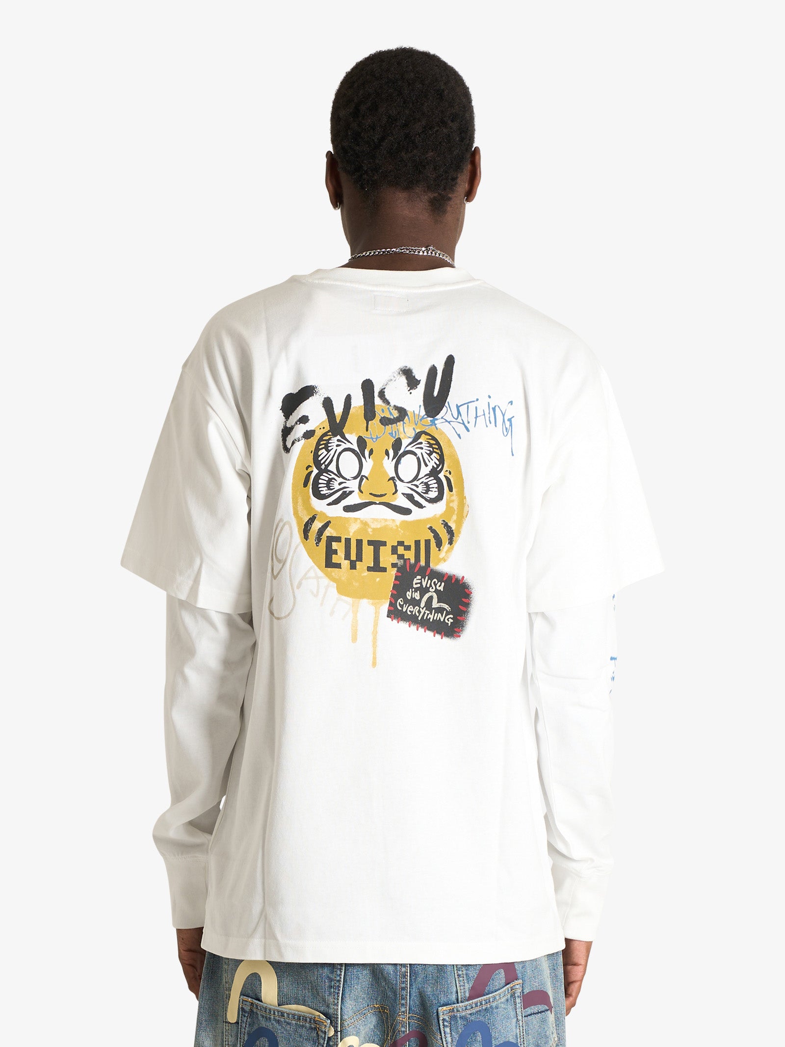 EVISU Men's White Long-Sleeved 