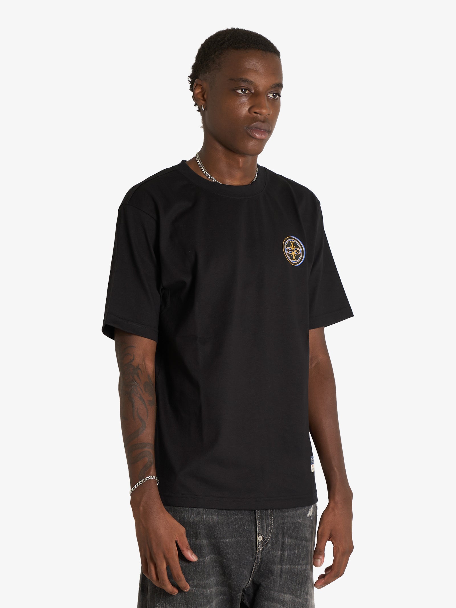 EVISU neon leopard printed men's black t-shirt