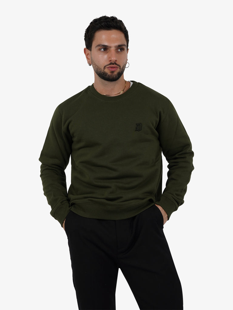 DONDUP Felpa girocollo in jersey uomo cotone verde