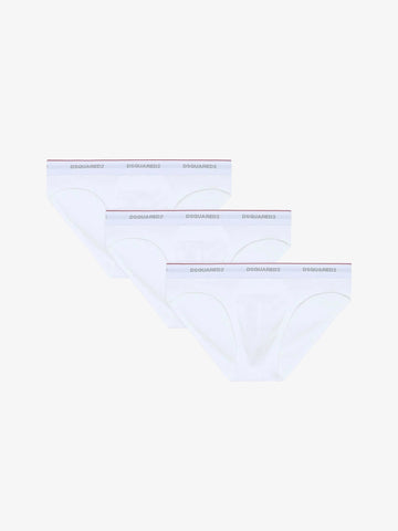 DSQUARED2 slip 3-pack brief uomo bianco cotone