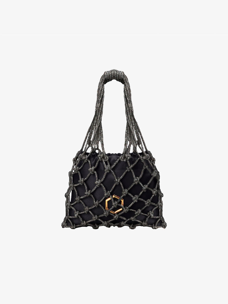 HIBOURAMA borsa a mano donna carrie mini gioiello a rete