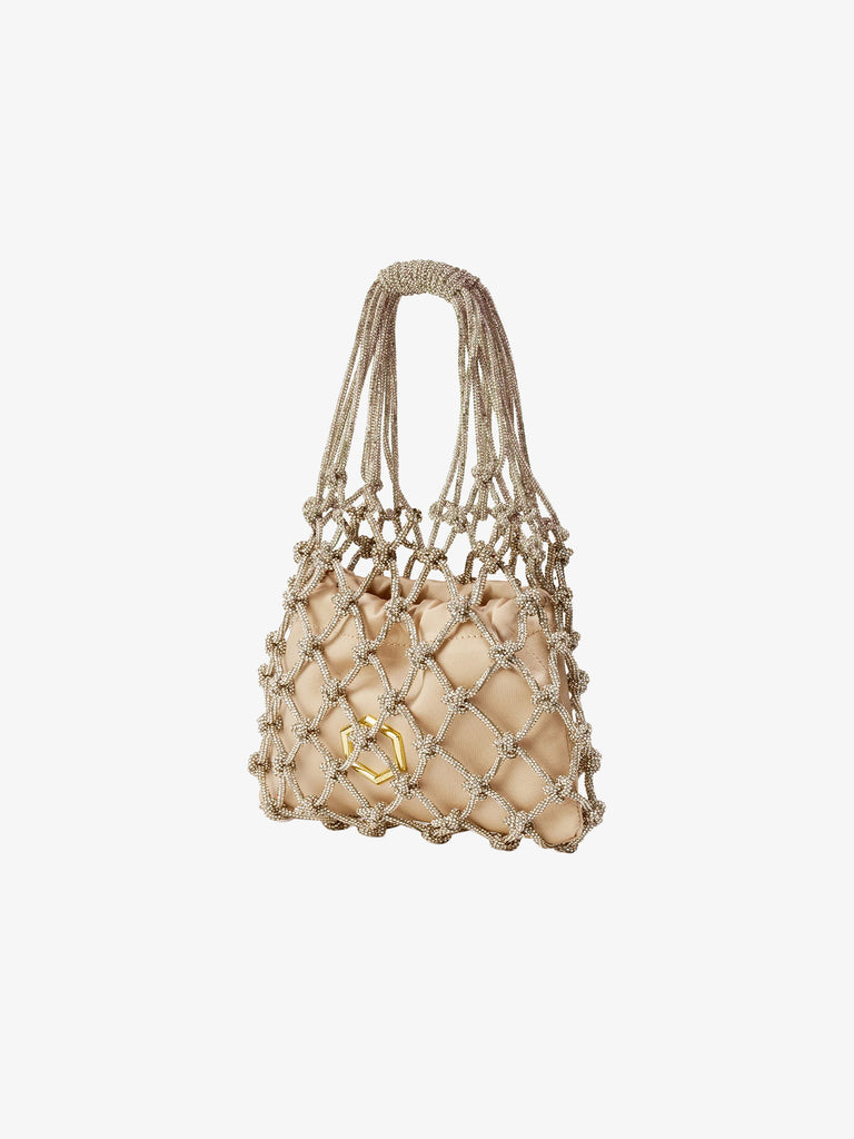 HIBOURAMA borsa a mano donna carrie mini gioiello a rete