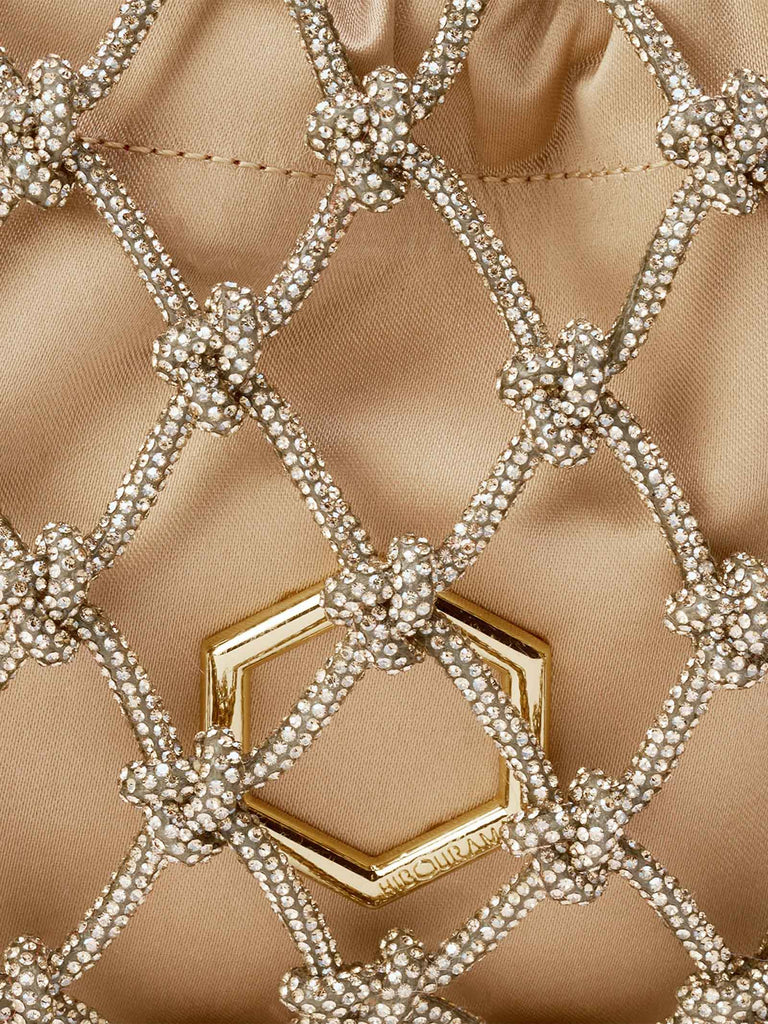 HIBOURAMA borsa a mano donna carrie mini gioiello a rete