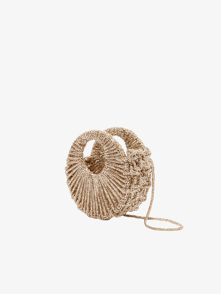 HIBOURAMA borsa a spalla donna Jaya Mini gioiello tempestata di cristalli oro