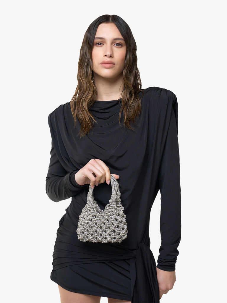 HIBOURAMA borsa a mano donna Vannifique Mini gioiello tempestata di cristalli argento