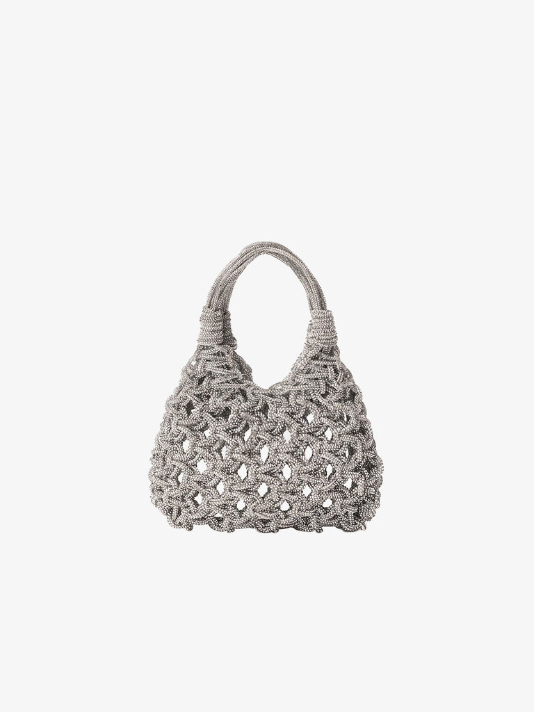HIBOURAMA borsa a mano donna Vannifique Mini gioiello tempestata di cristalli argento