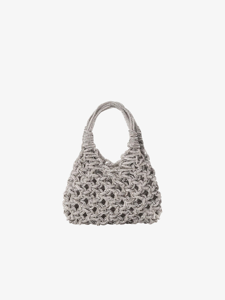 HIBOURAMA borsa a mano donna Vannifique Mini gioiello tempestata di cristalli argento