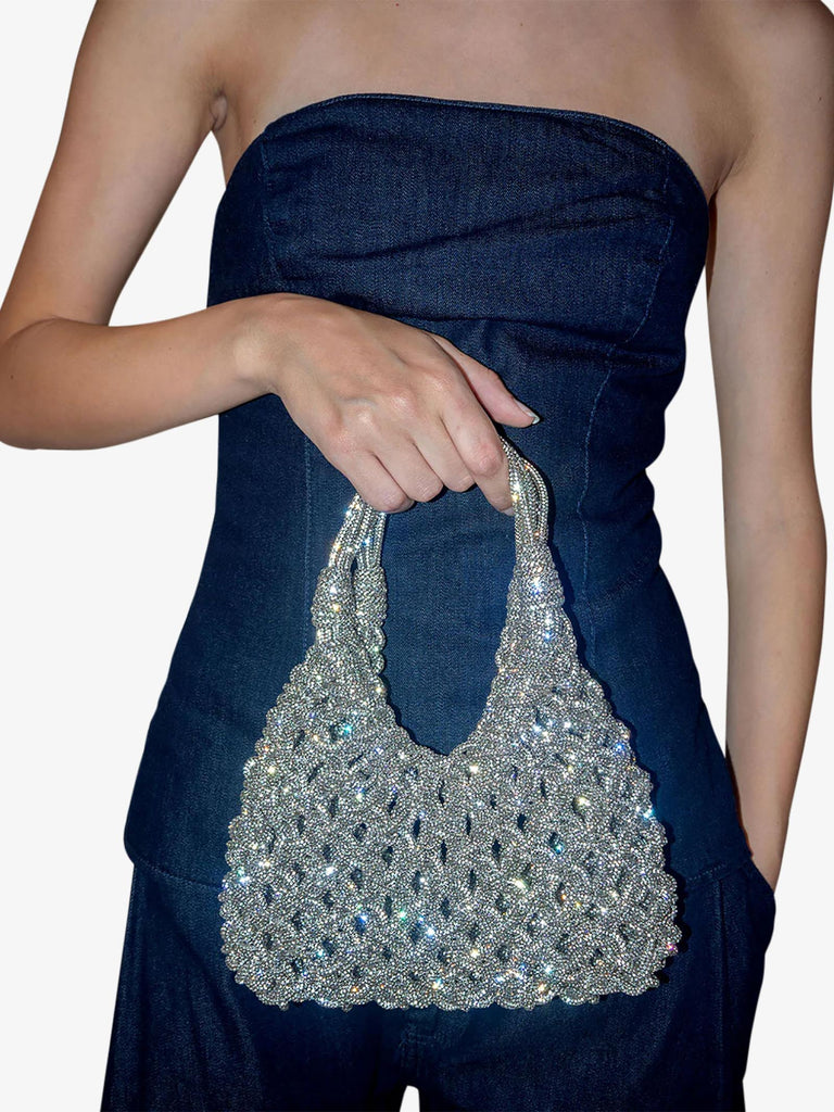 HIBOURAMA borsa a spalla donna vannifique gioiello con cristalli