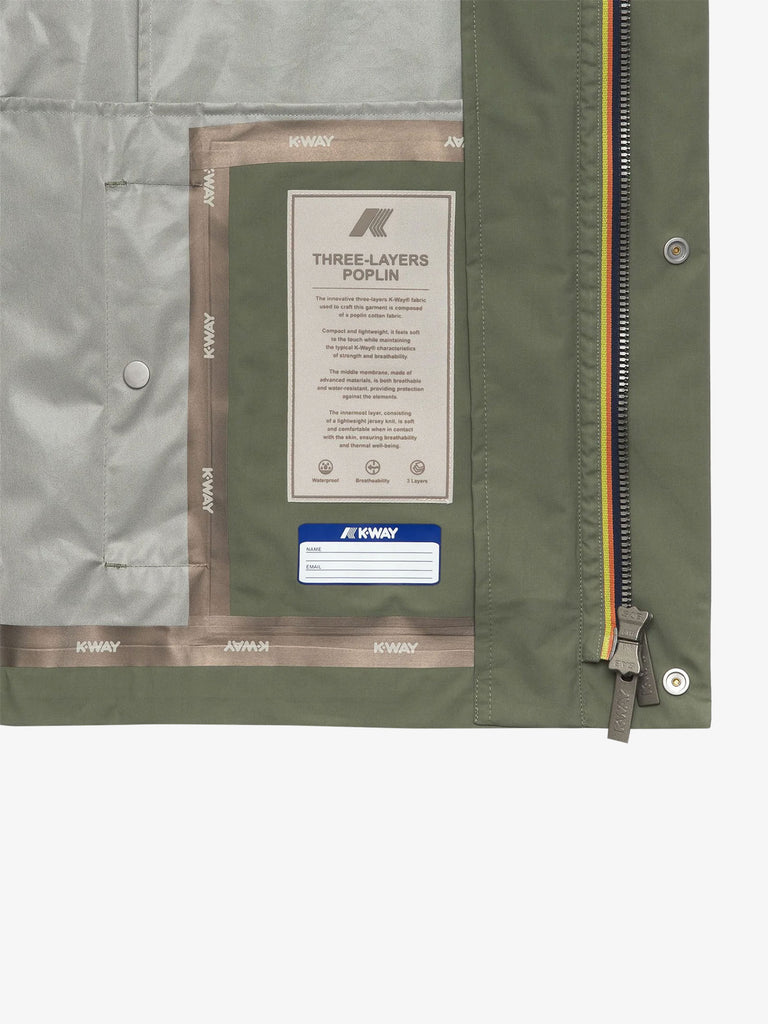 K-WAY giubbotti orion 3l poplin uomo verde cotone