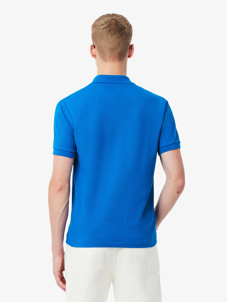LACOSTE polo 2 bottoni uomo azzurro cotone