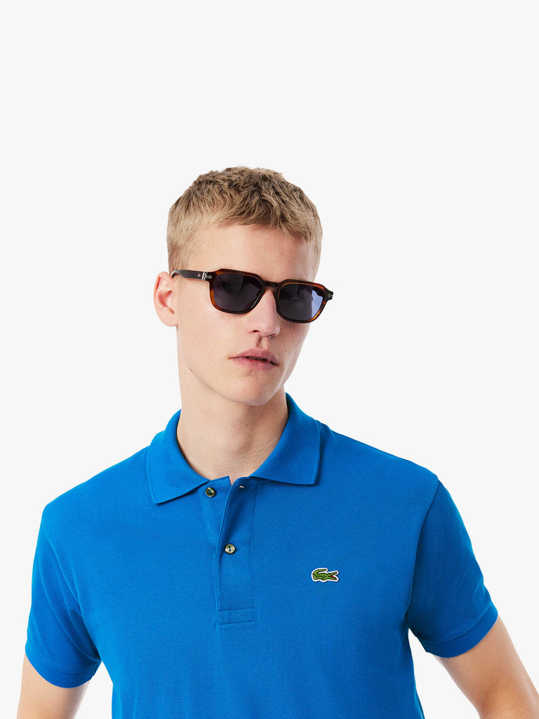 LACOSTE polo 2 bottoni uomo azzurro cotone